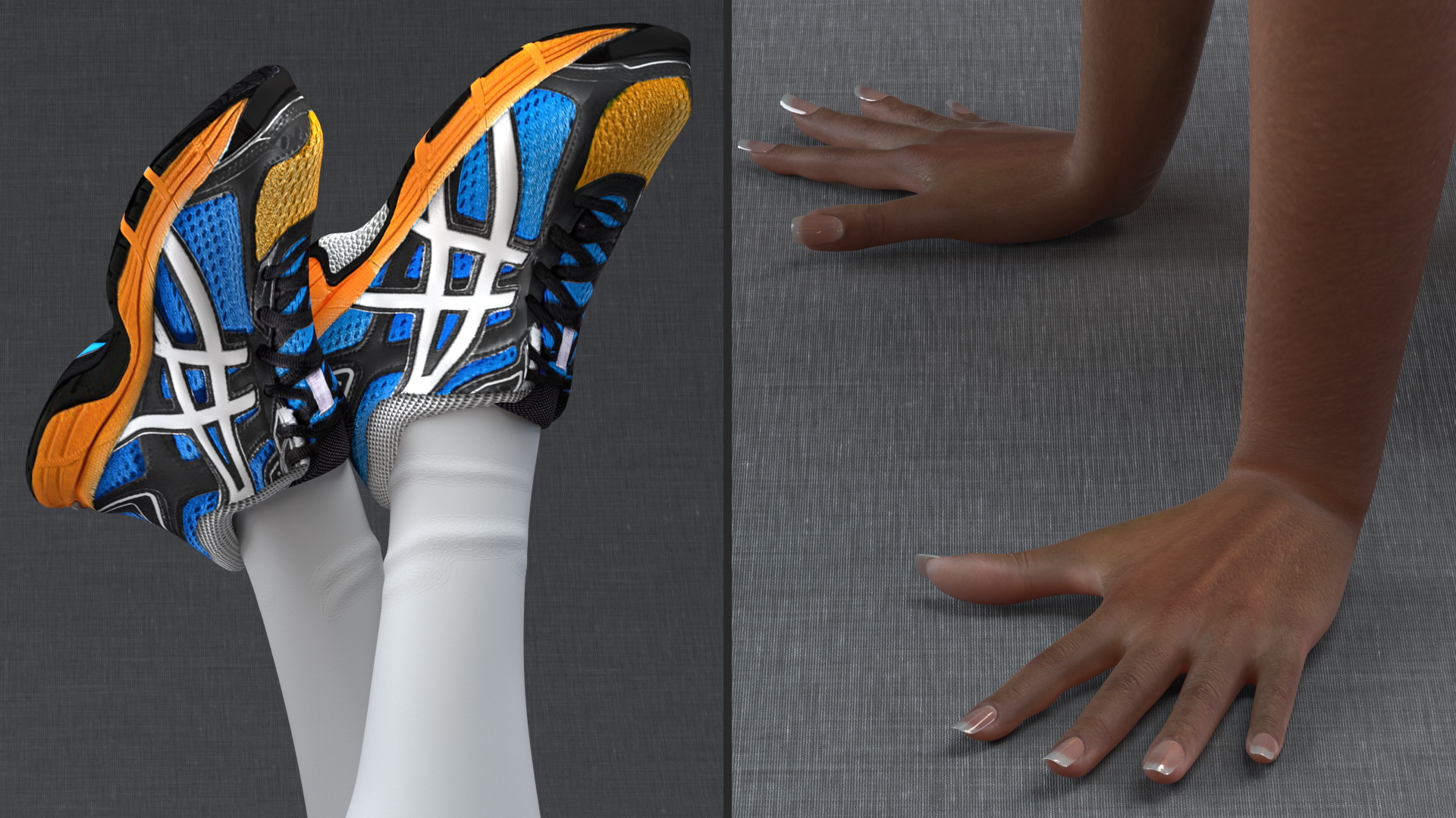 Dark Skin Fitness Woman Lying Pose 3D model