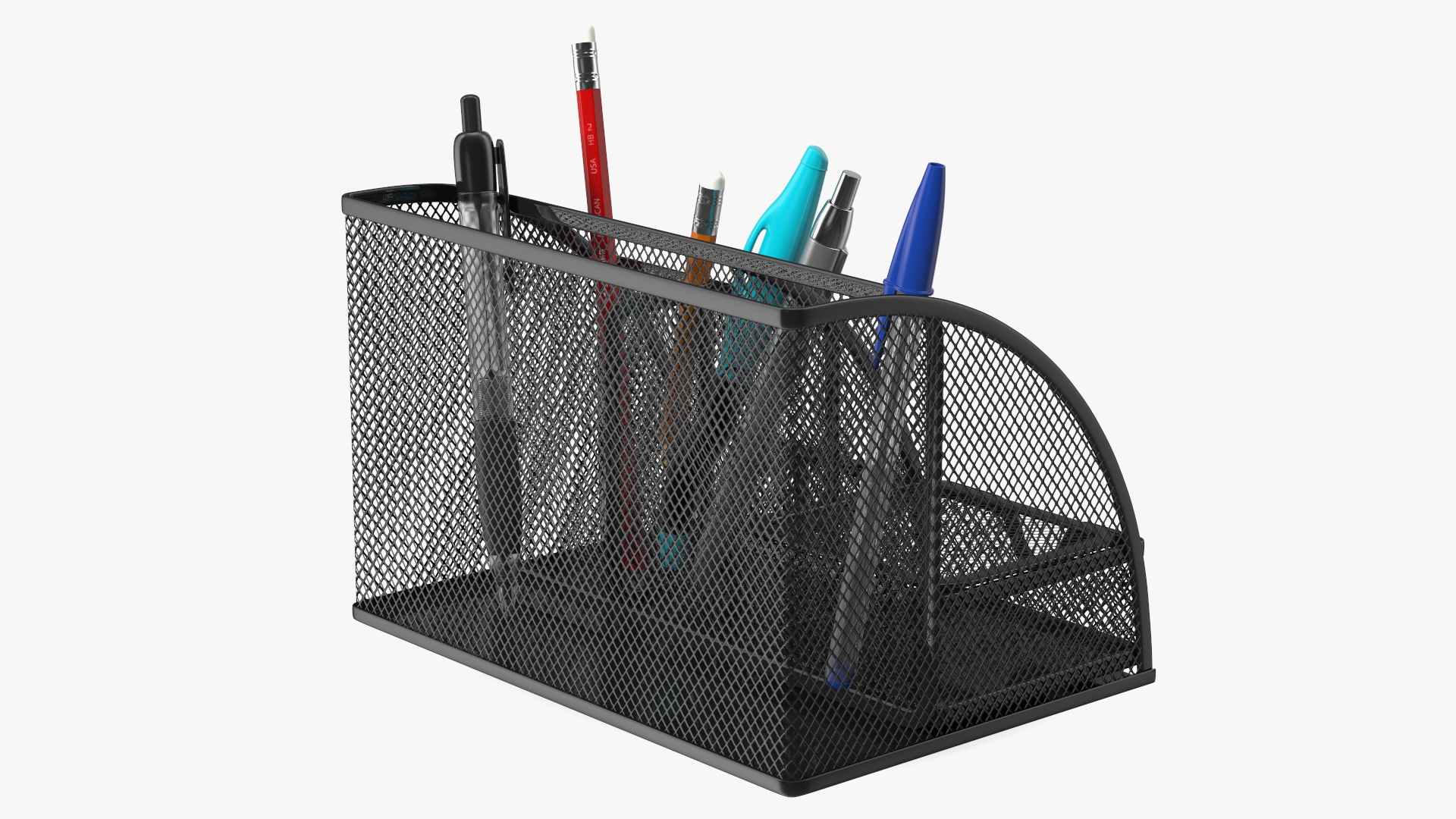 3D Black Organizer with Drawer and Pencil model