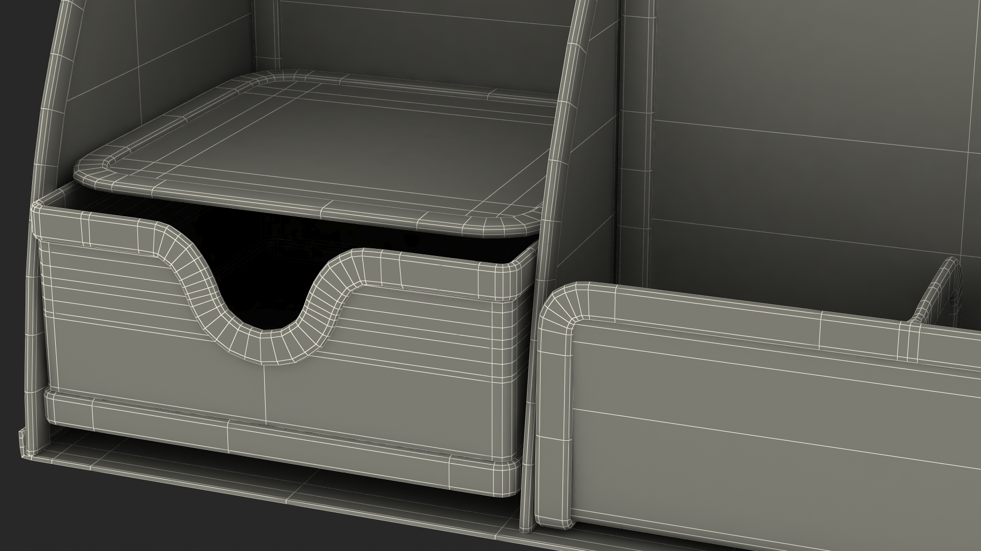 3D Black Organizer with Drawer and Pencil model
