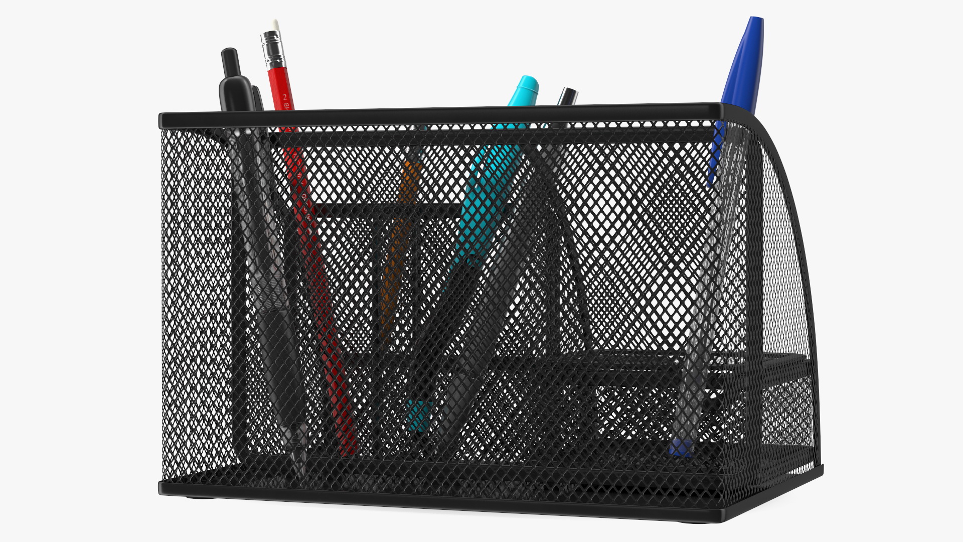 3D Black Organizer with Drawer and Pencil model
