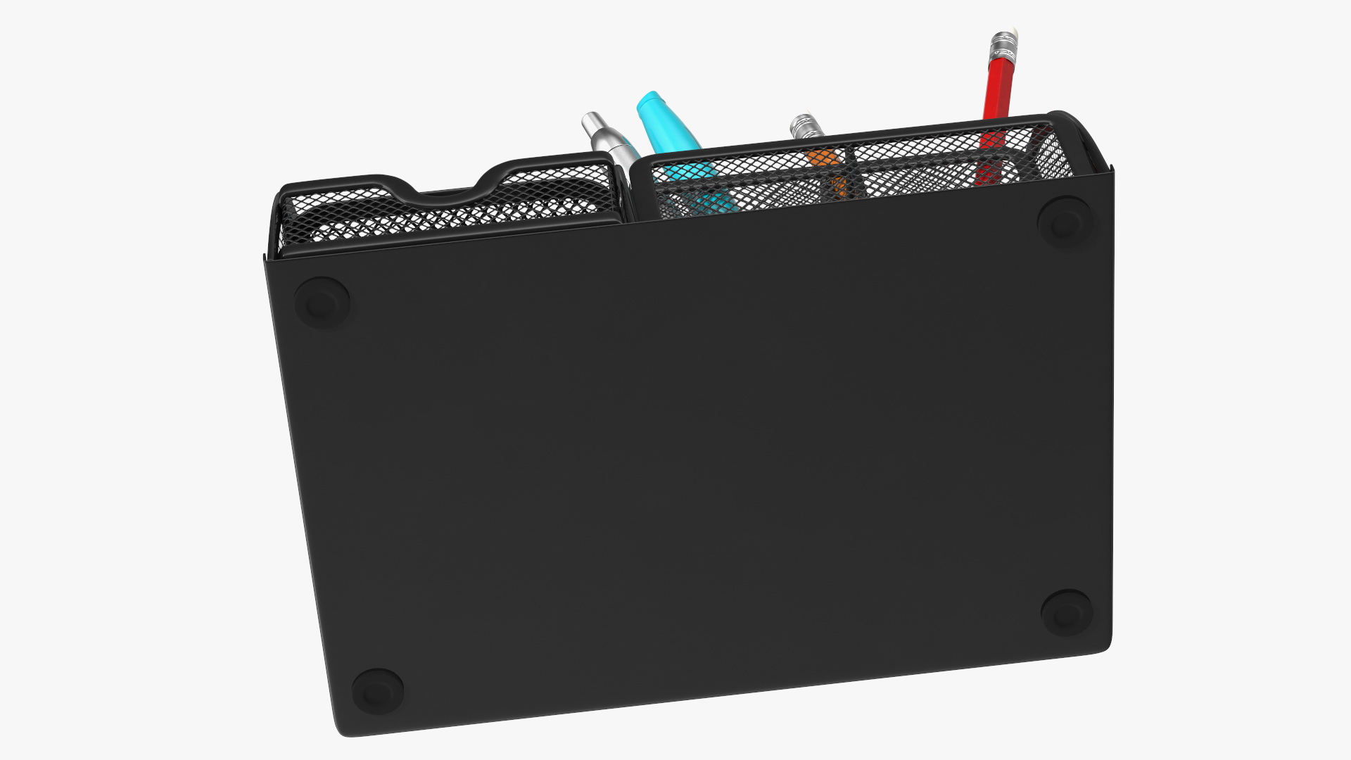 3D Black Organizer with Drawer and Pencil model