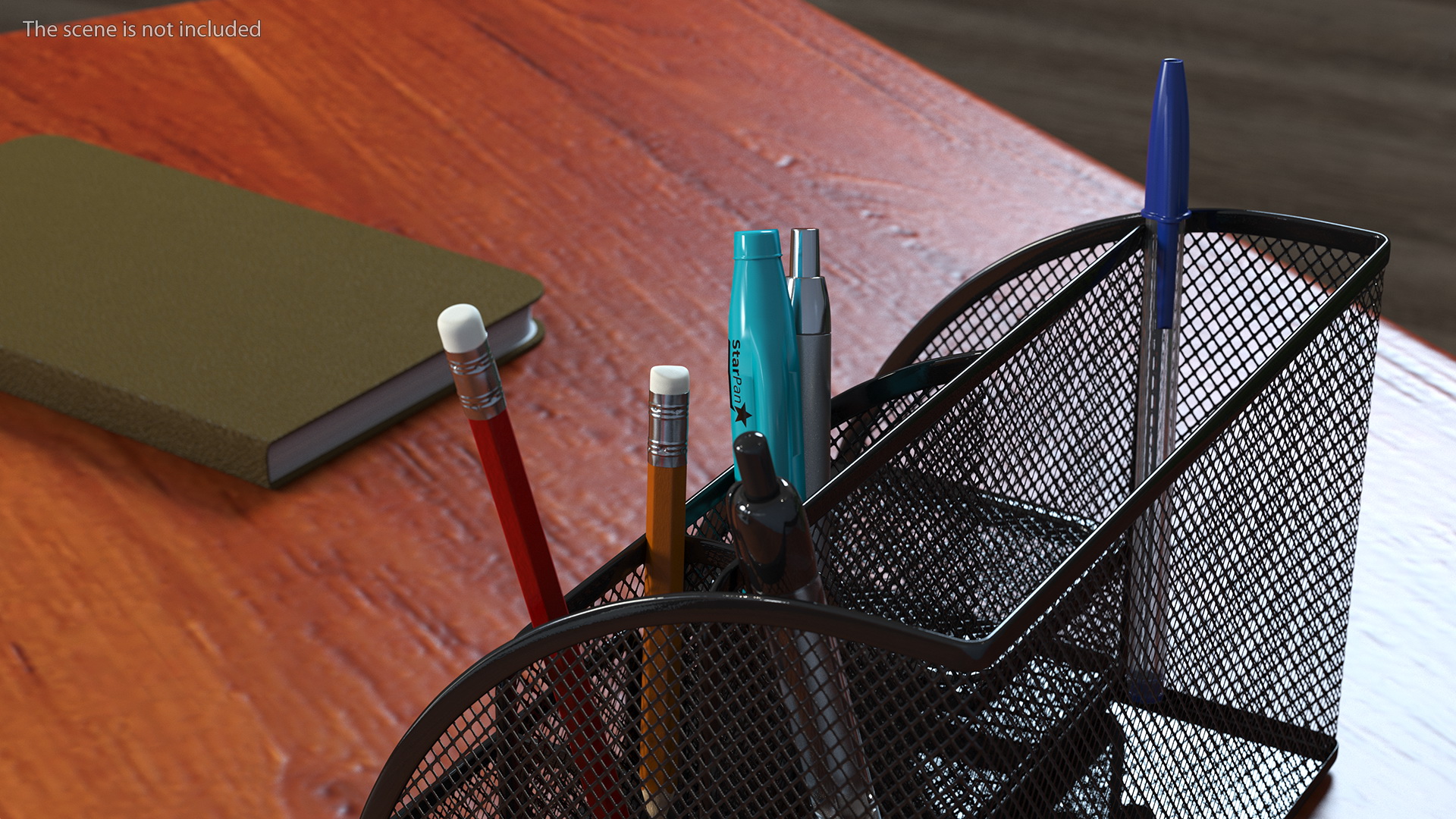 3D Black Organizer with Drawer and Pencil model