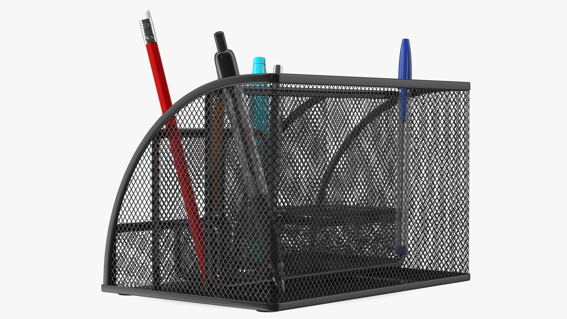 3D Black Organizer with Drawer and Pencil model