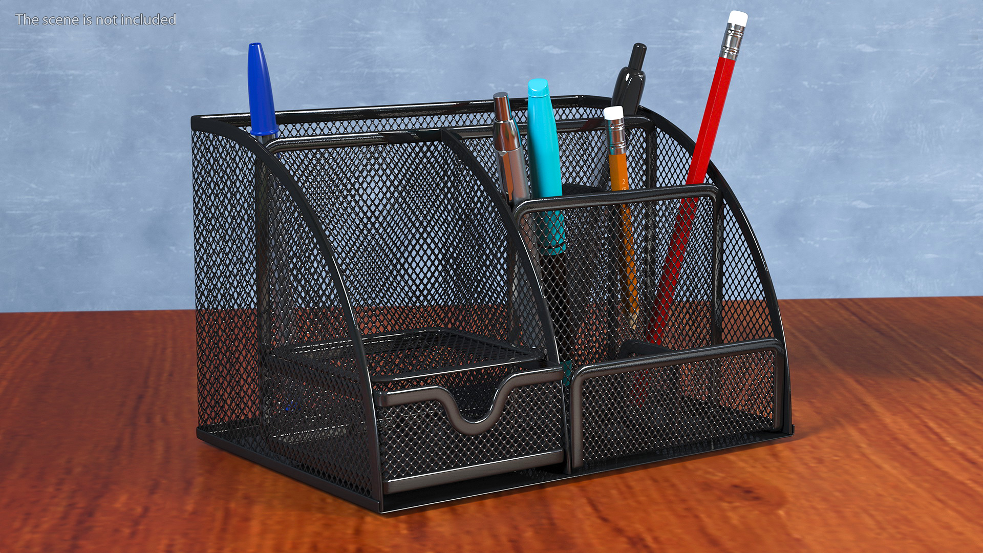 3D Black Organizer with Drawer and Pencil model