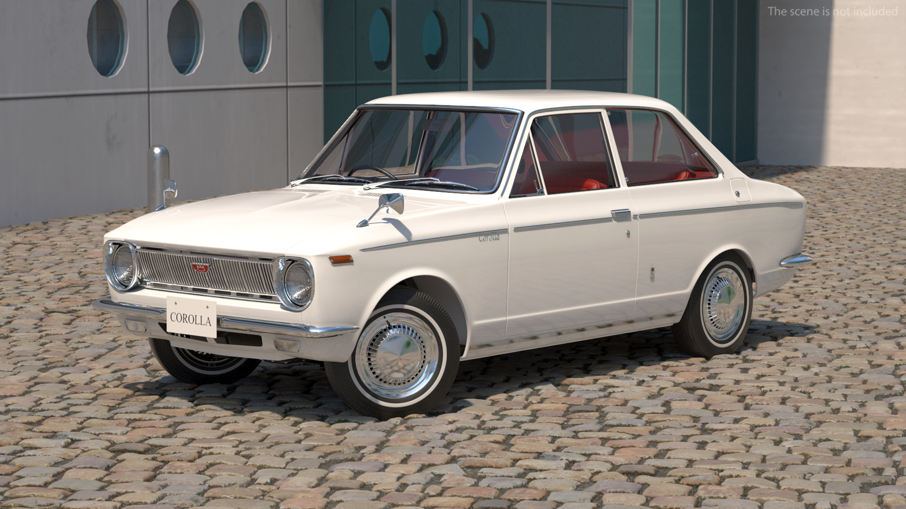 3D 1st Gen Toyota Corolla E10 1966 White Rigged for Maya model