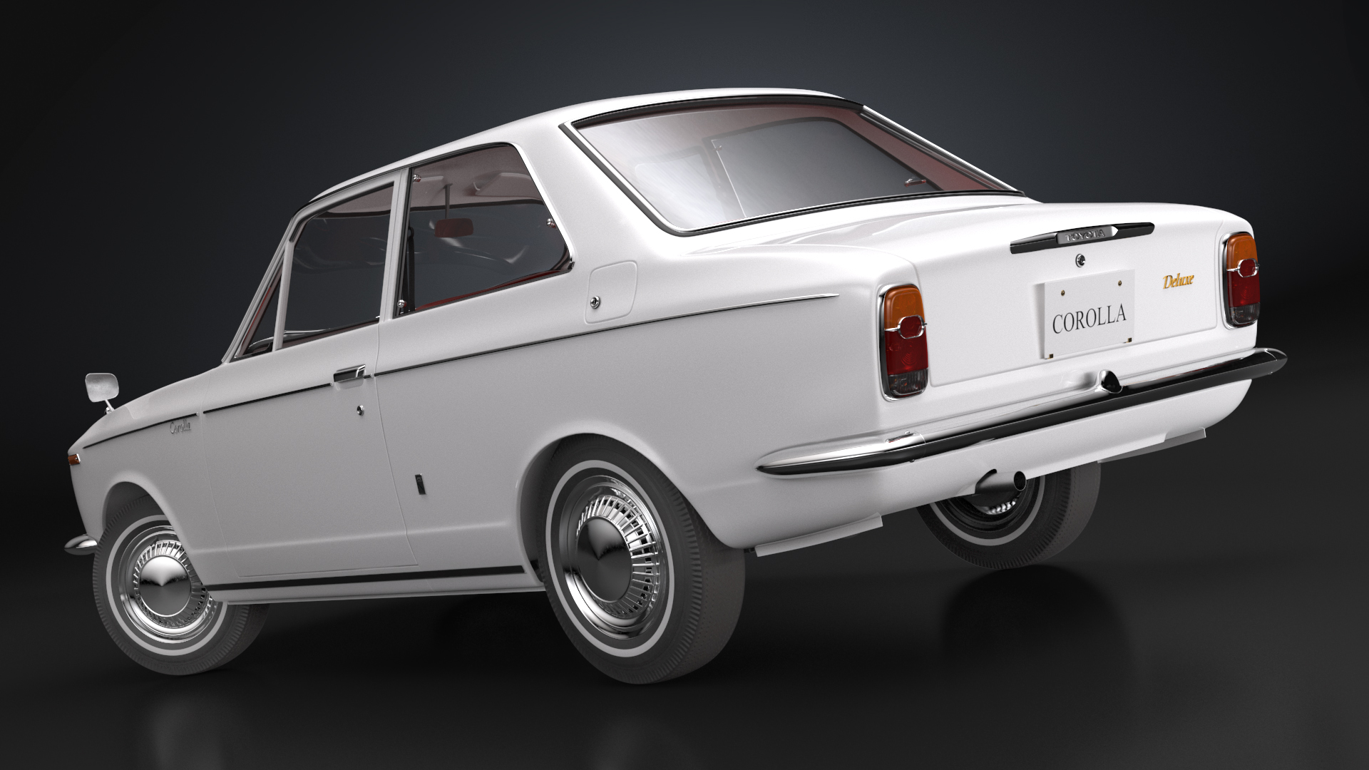 3D 1st Gen Toyota Corolla E10 1966 White Rigged for Maya model