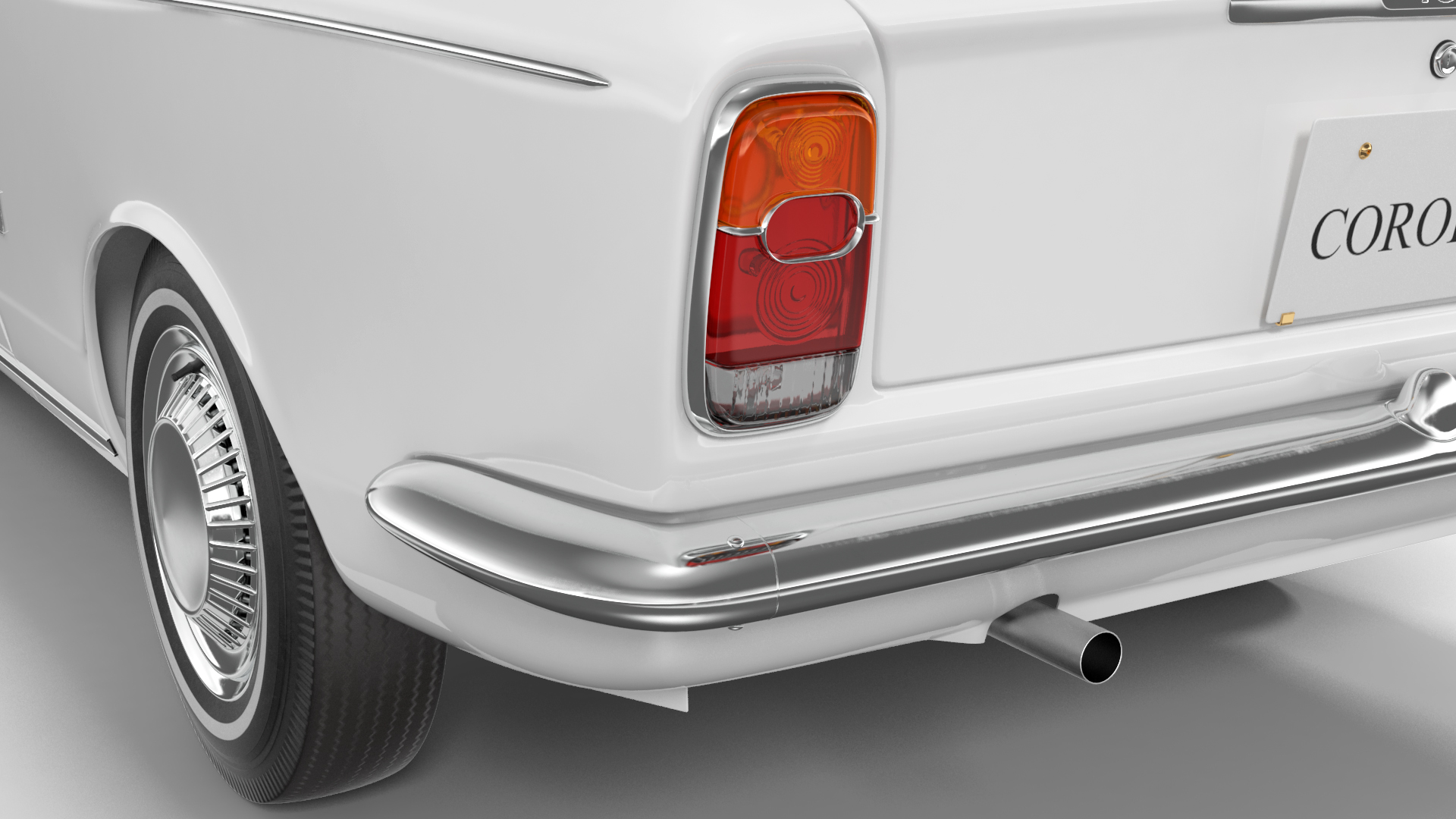 3D 1st Gen Toyota Corolla E10 1966 White Rigged for Maya model