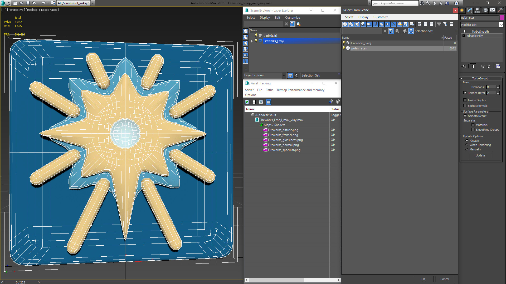 3D model Fireworks Emoji