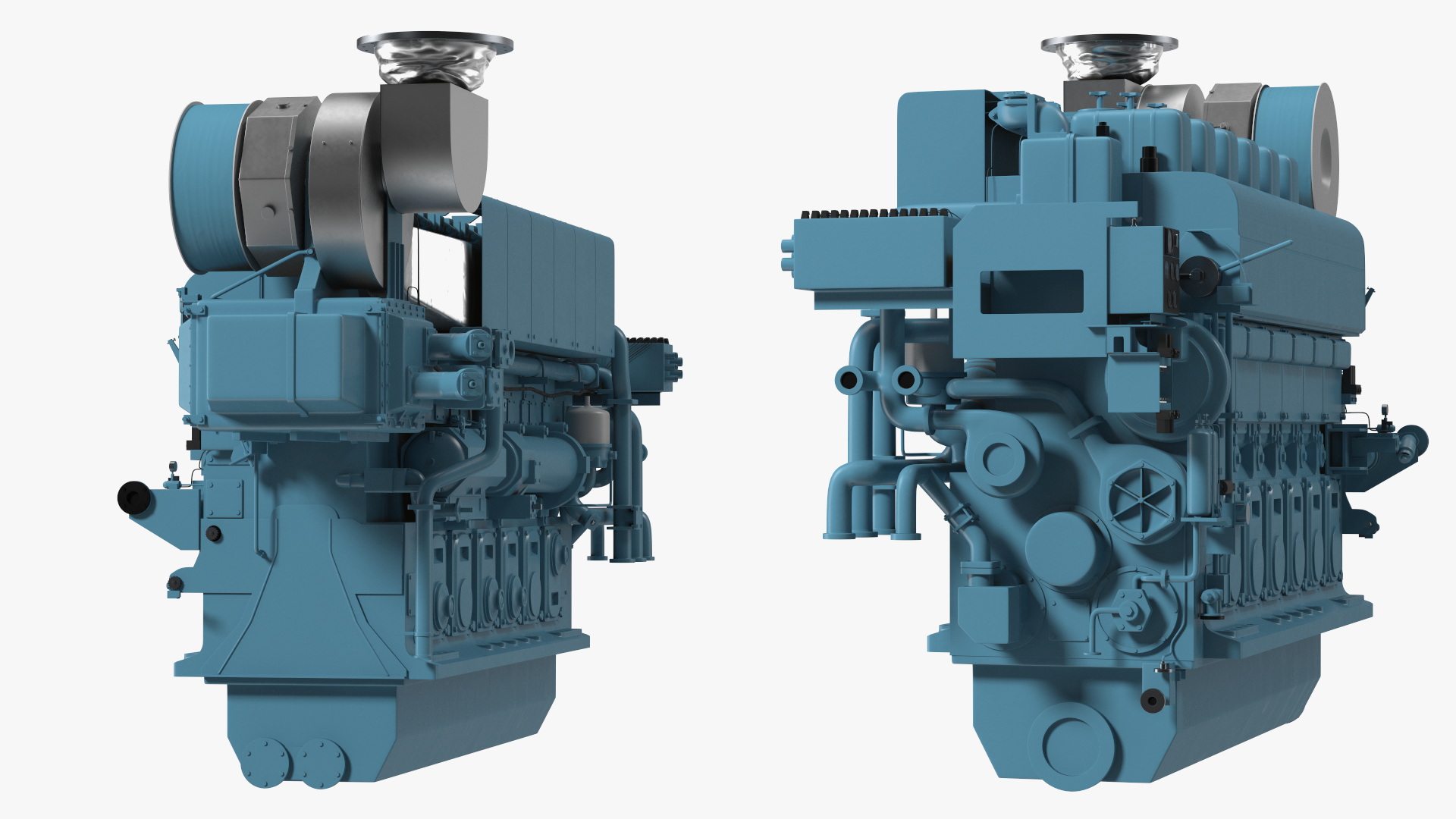 3D Marine Engine Blue model