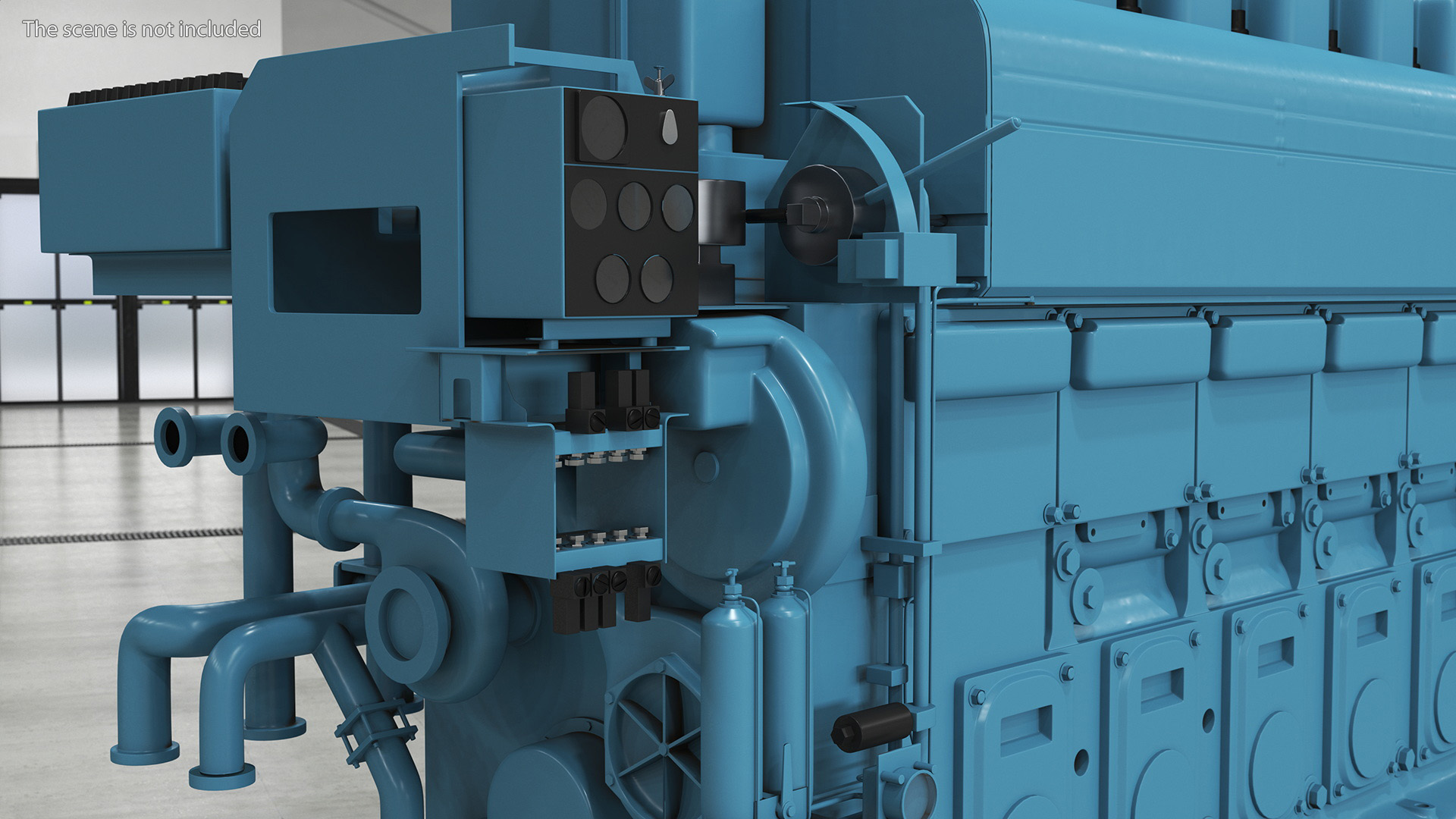 3D Marine Engine Blue model