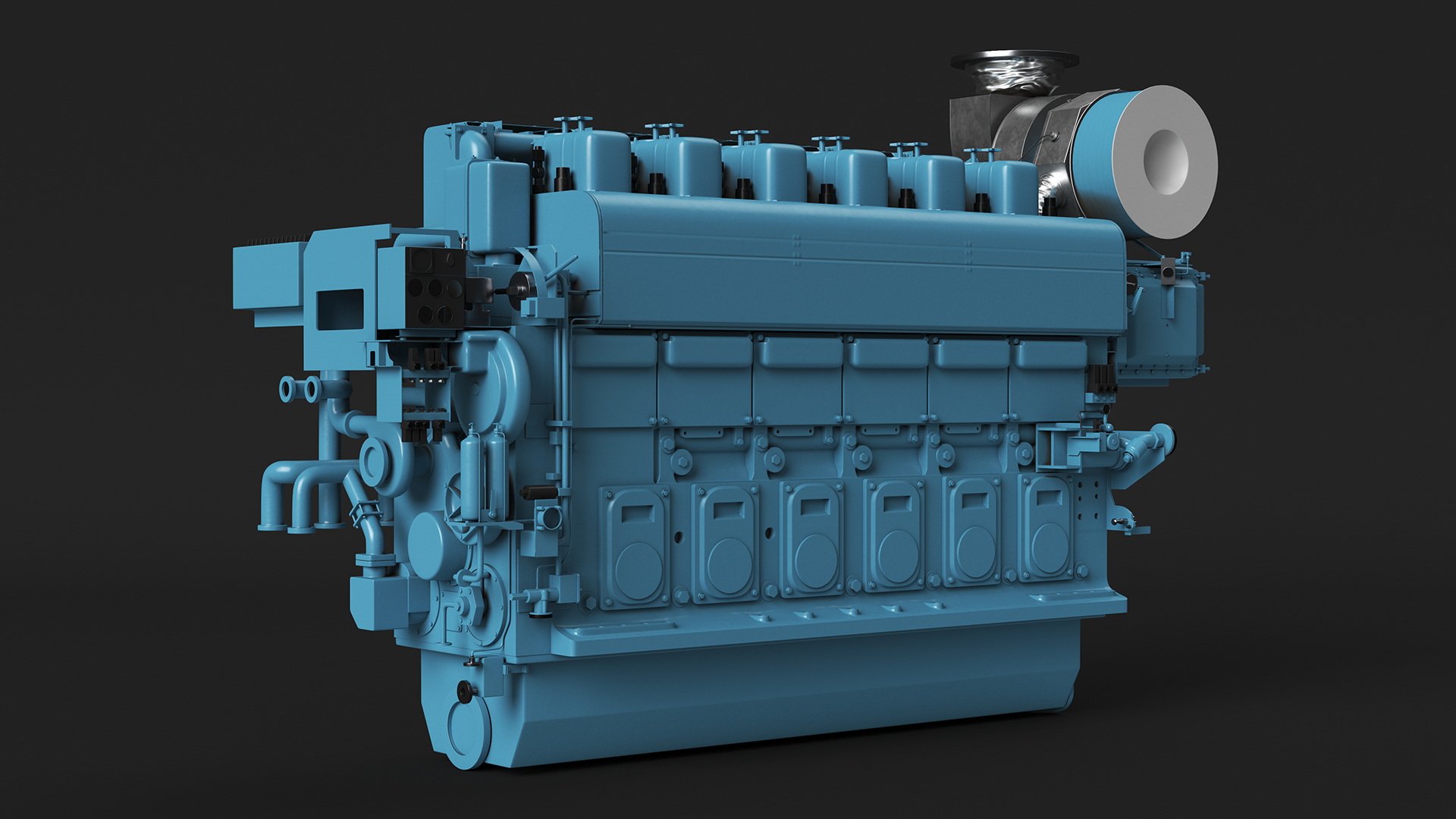 3D Marine Engine Blue model