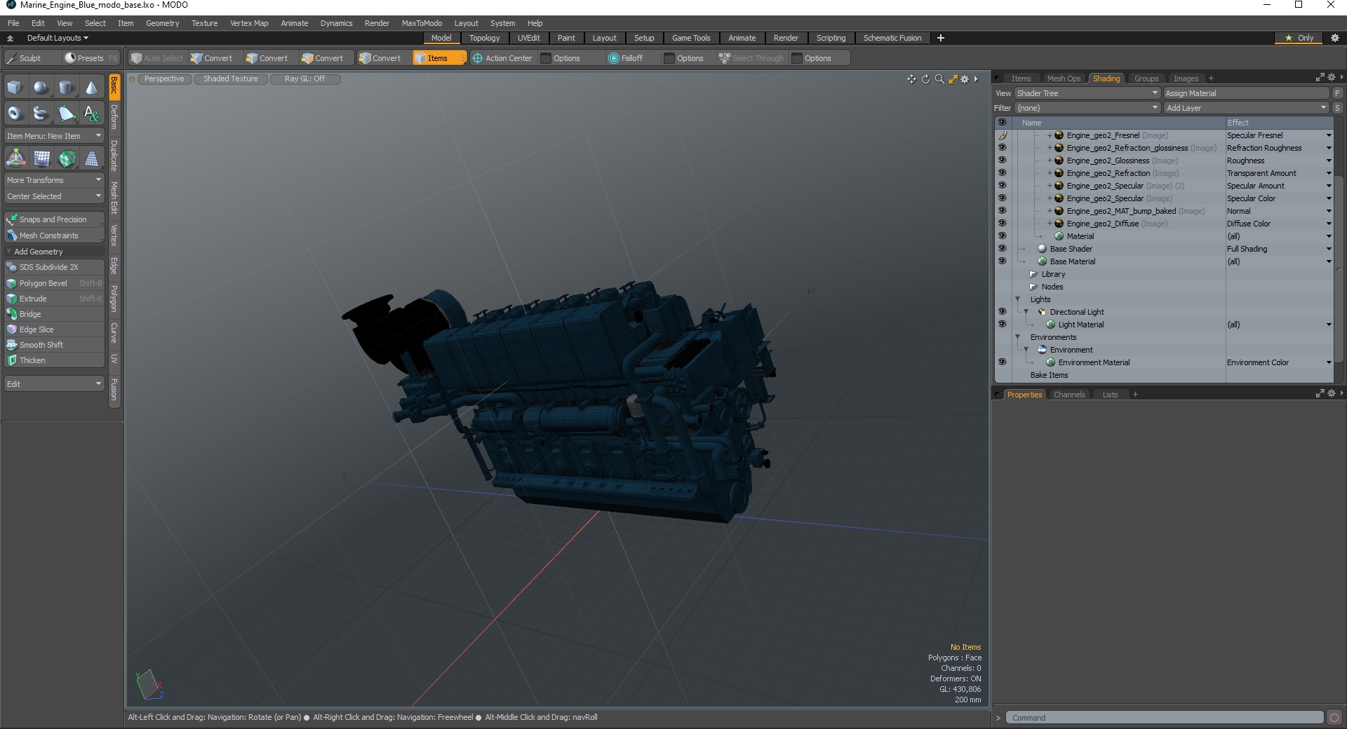 3D Marine Engine Blue model