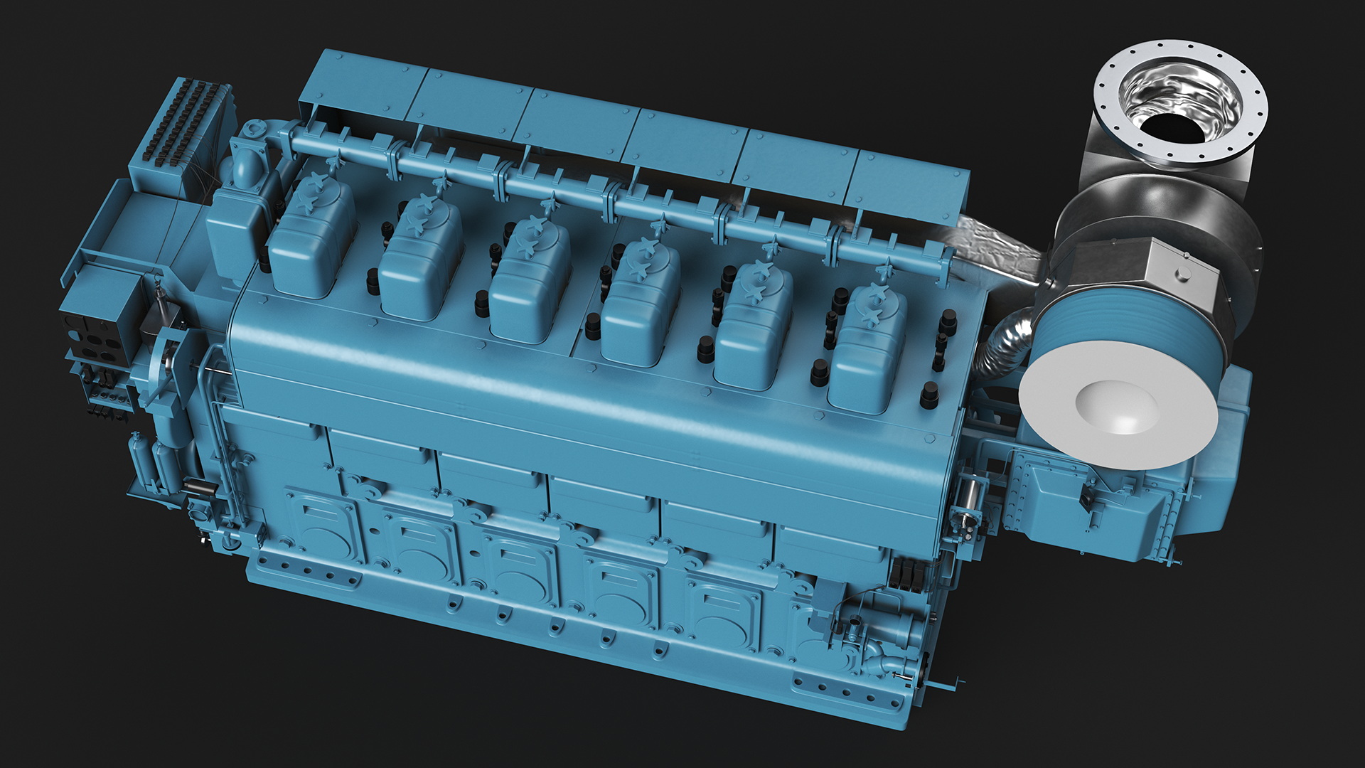 3D Marine Engine Blue model