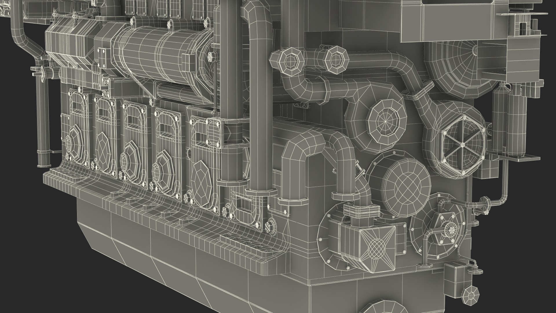 3D Marine Engine Blue model