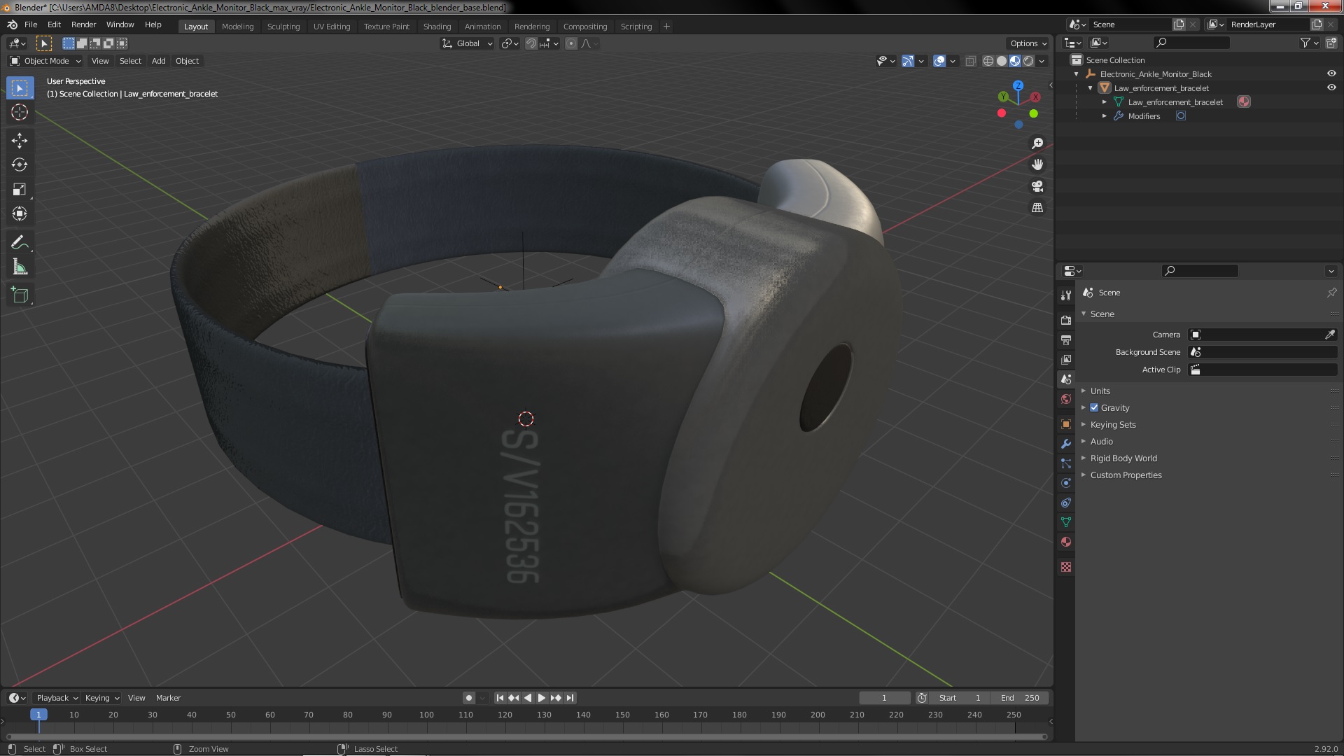 3D model Electronic Ankle Monitor Black