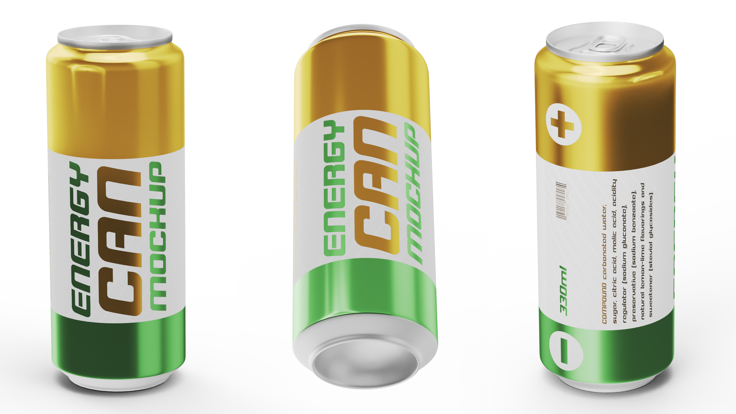 3D Energy Can Mockup 330ml Slim model