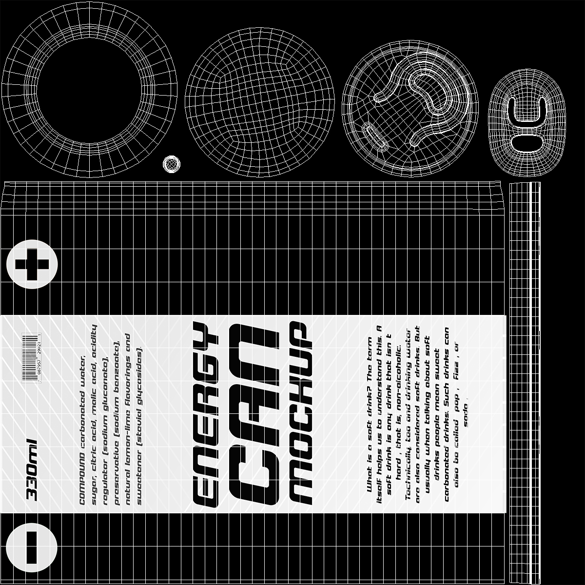 3D Energy Can Mockup 330ml Slim model