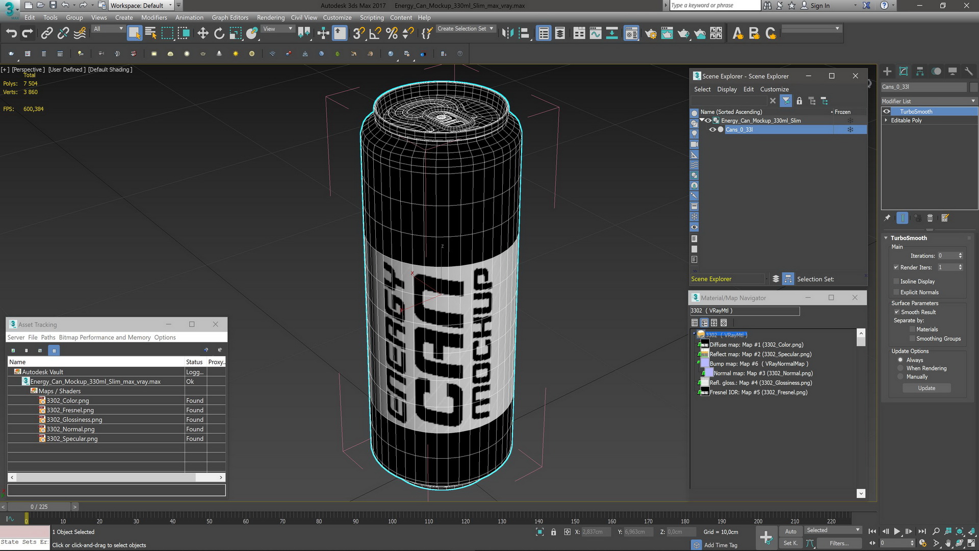 3D Energy Can Mockup 330ml Slim model