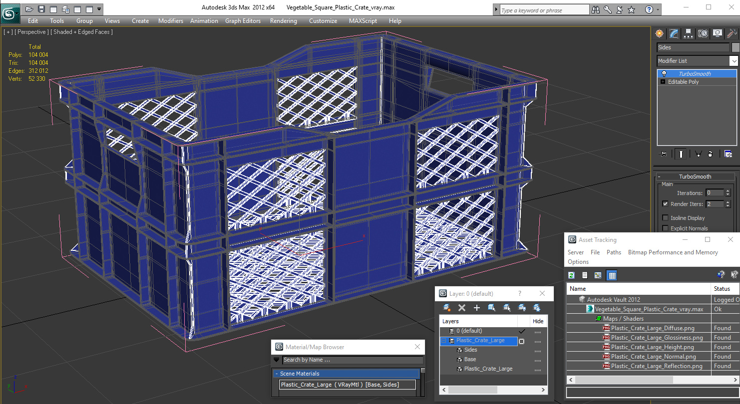 3D model Vegetable Square Plastic Crate
