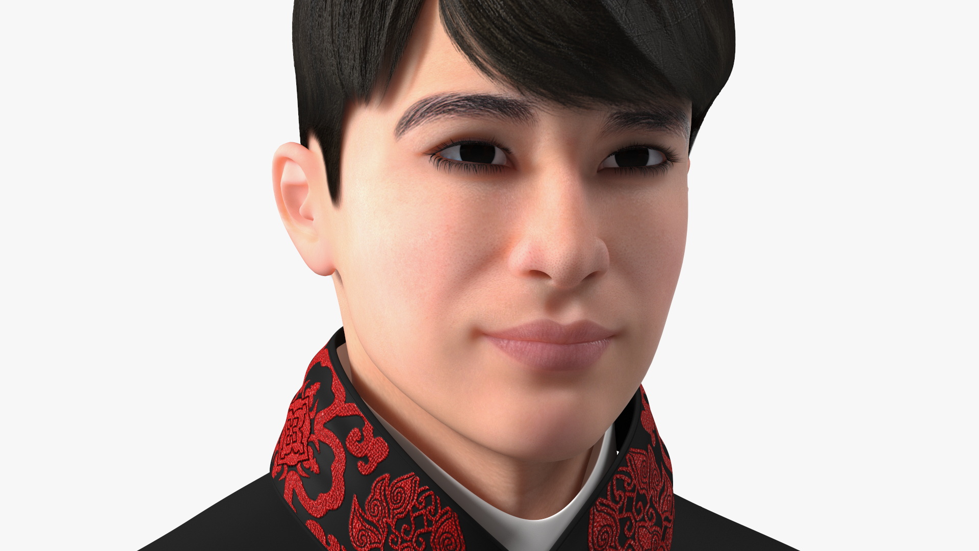 Chinese Man in Traditional Clothes Walking 3D