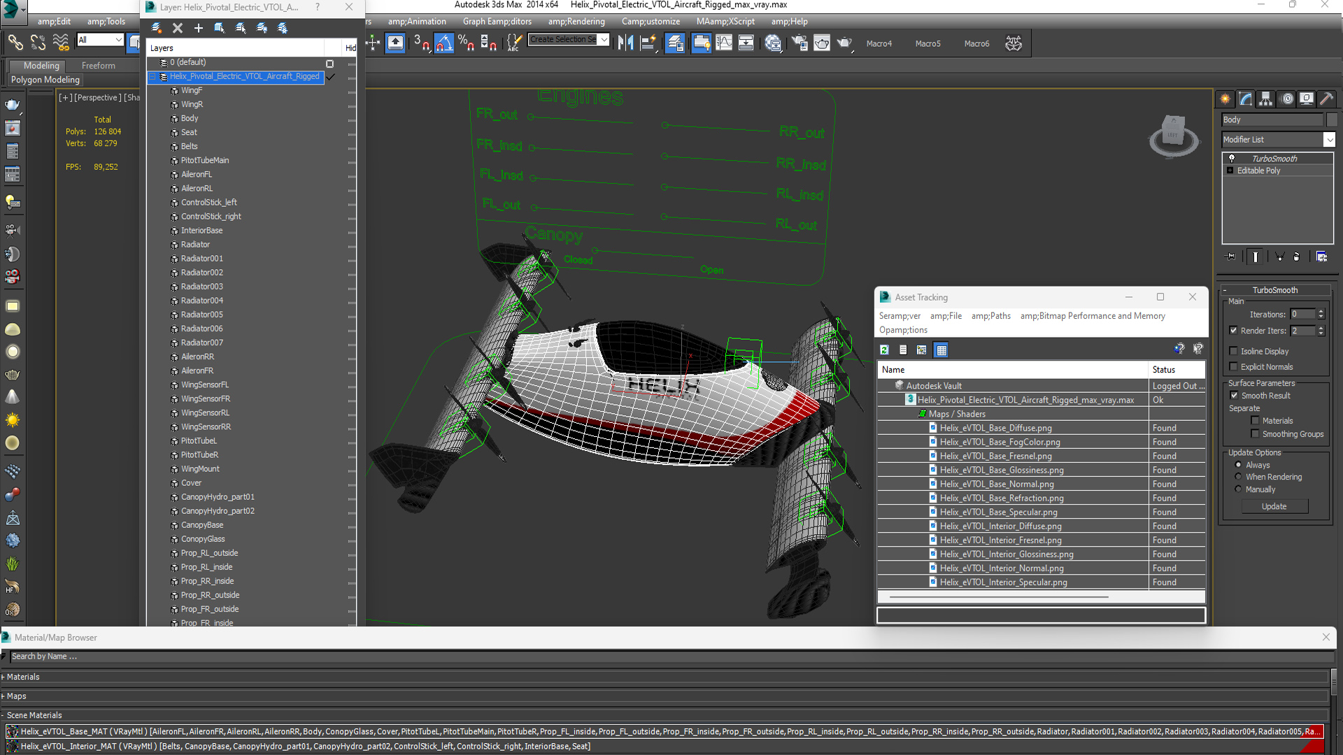 3D Helix Pivotal Electric VTOL Aircraft Rigged model