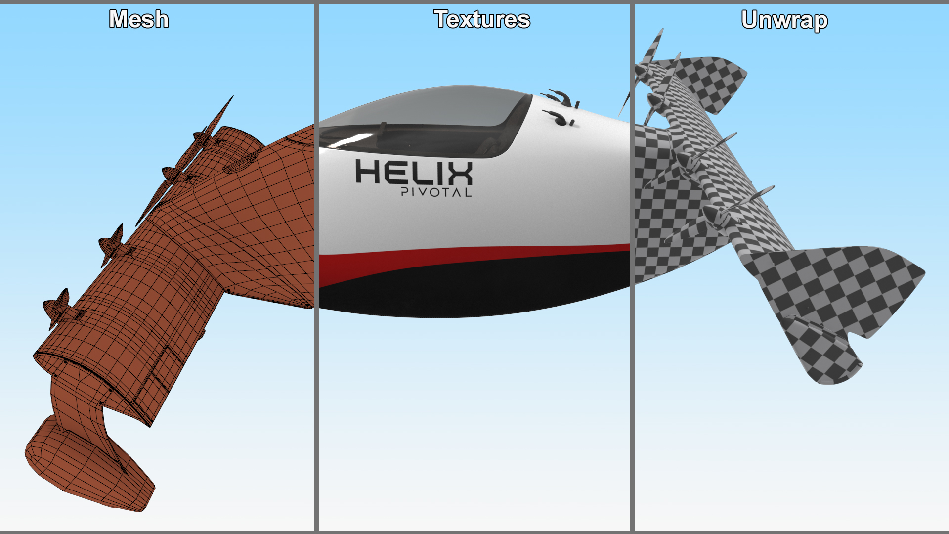 3D Helix Pivotal Electric VTOL Aircraft Rigged model