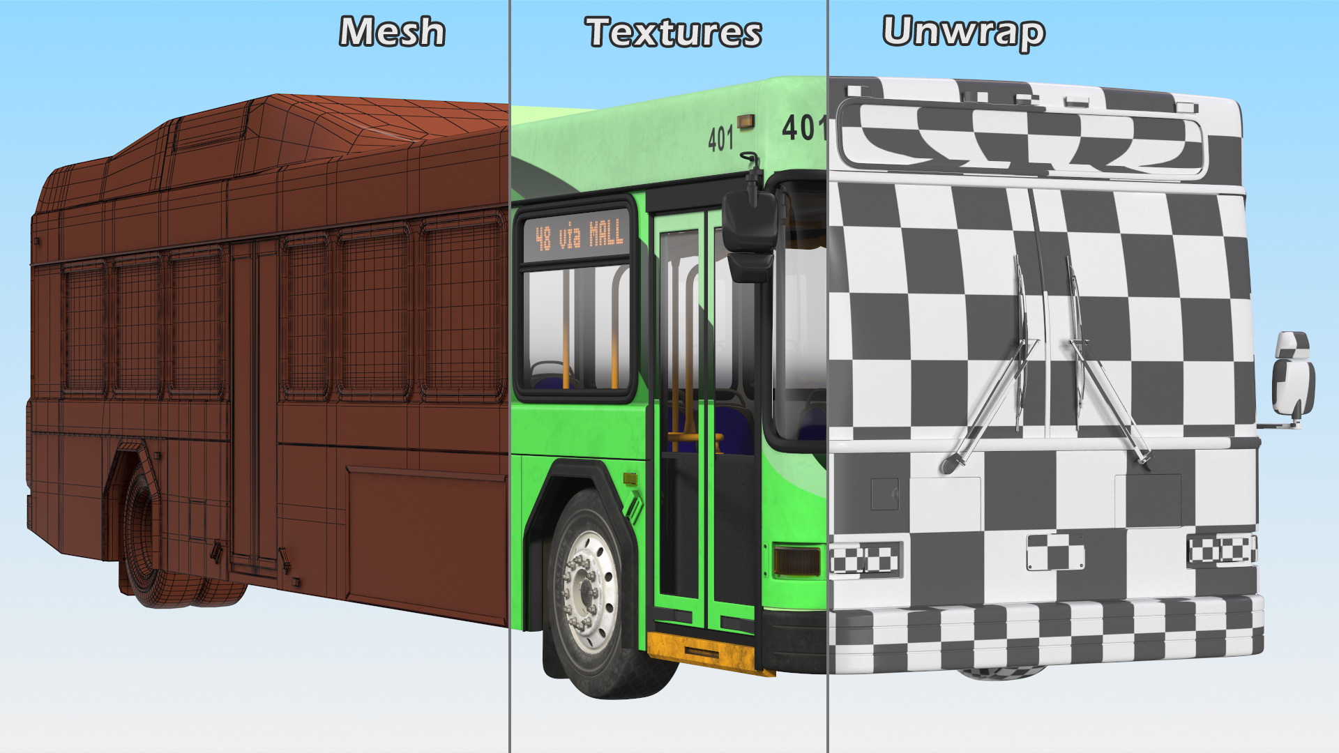Gillig Low Floor Hybrid Bus Intercity Green Simple Interior 3D model