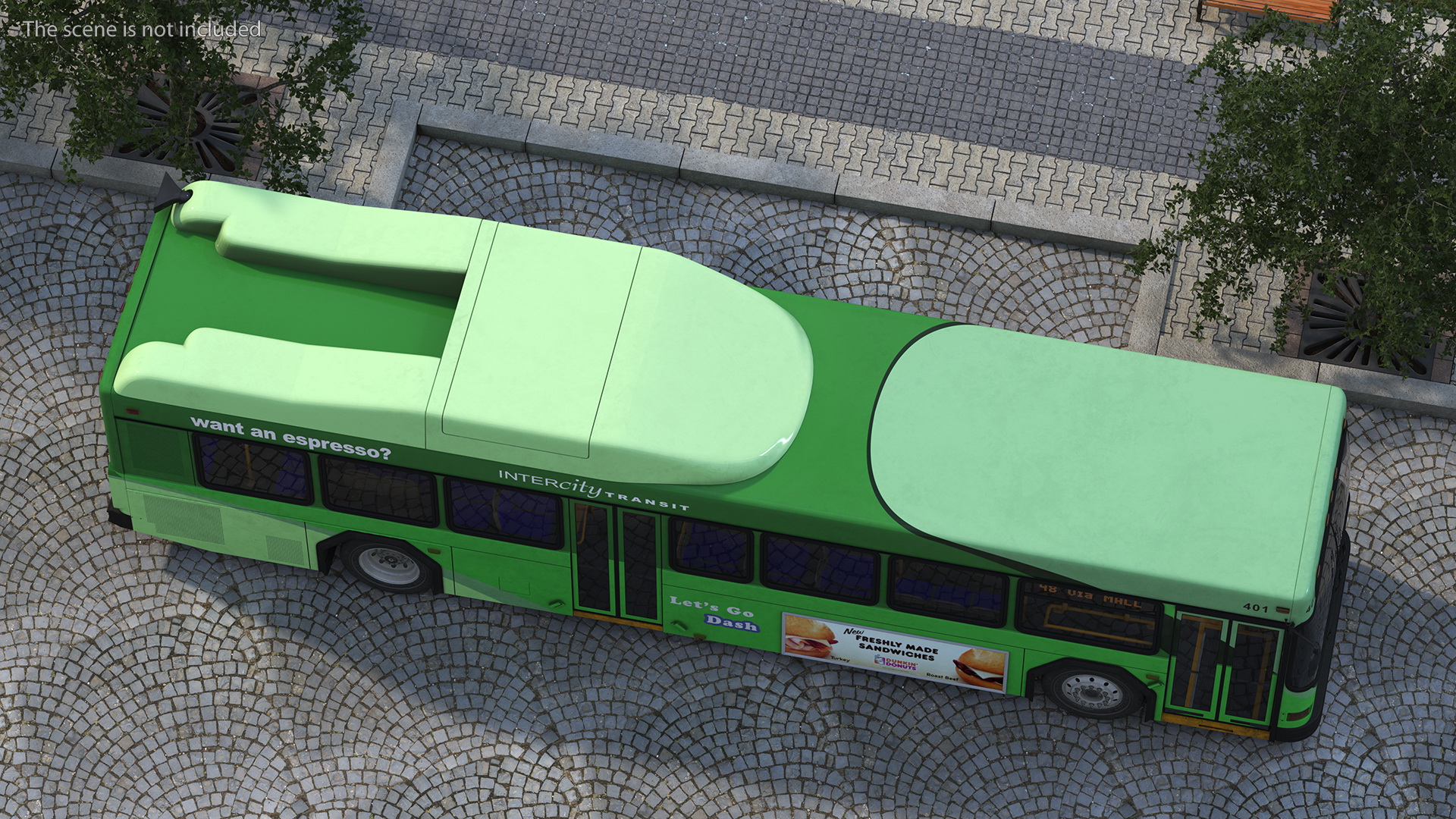 Gillig Low Floor Hybrid Bus Intercity Green Simple Interior 3D model