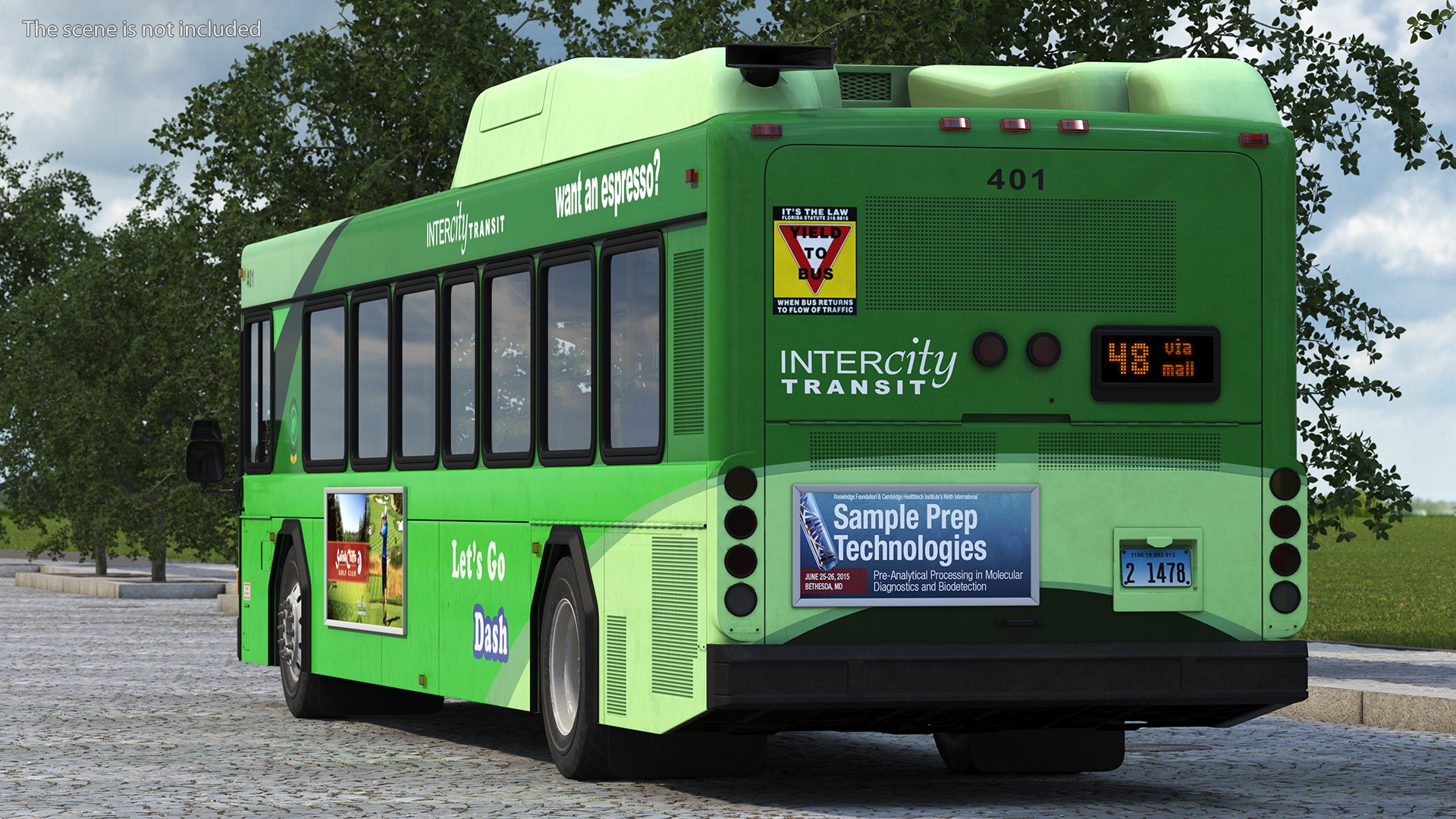 Gillig Low Floor Hybrid Bus Intercity Green Simple Interior 3D model