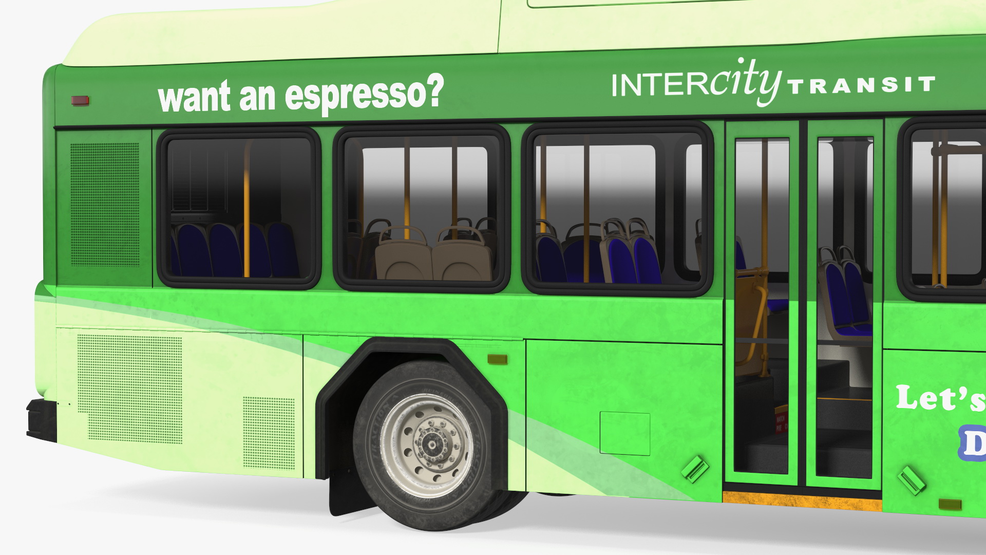 Gillig Low Floor Hybrid Bus Intercity Green Simple Interior 3D model