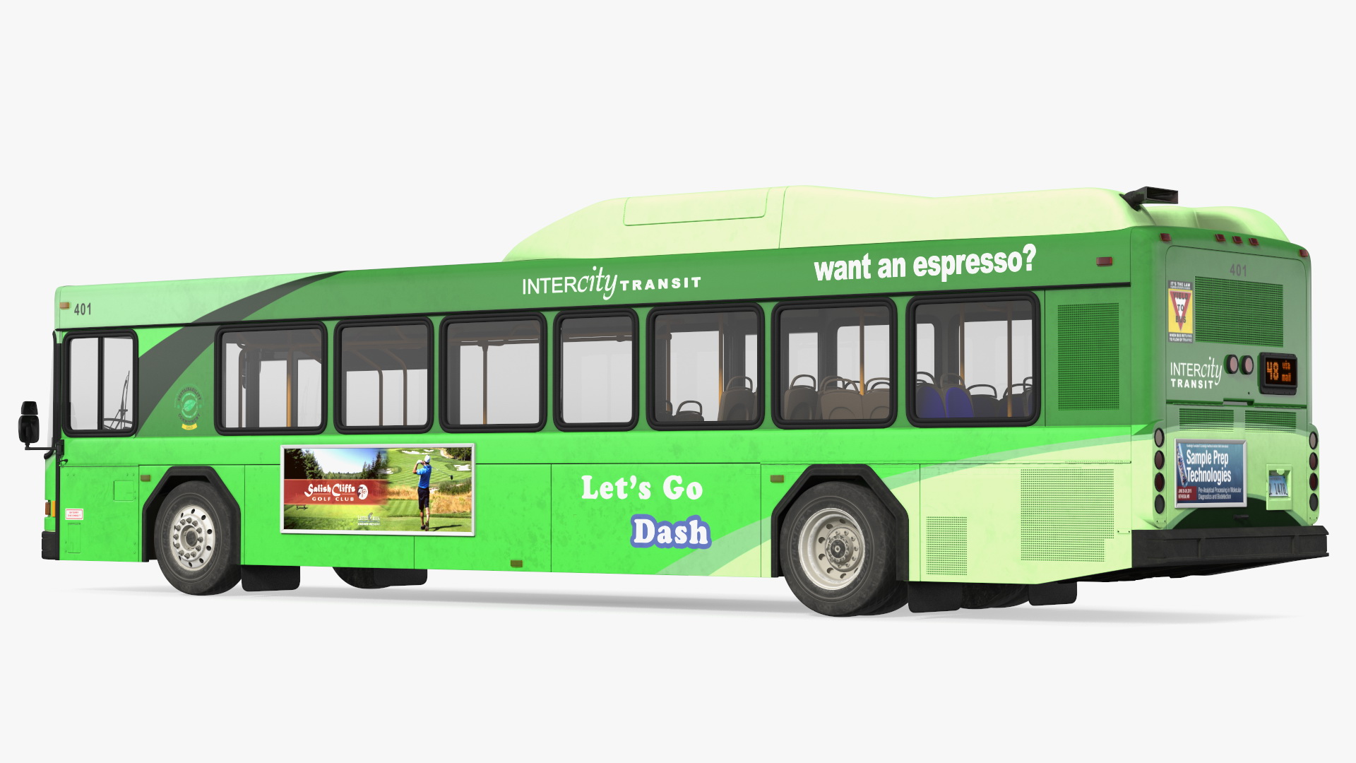 Gillig Low Floor Hybrid Bus Intercity Green Simple Interior 3D model