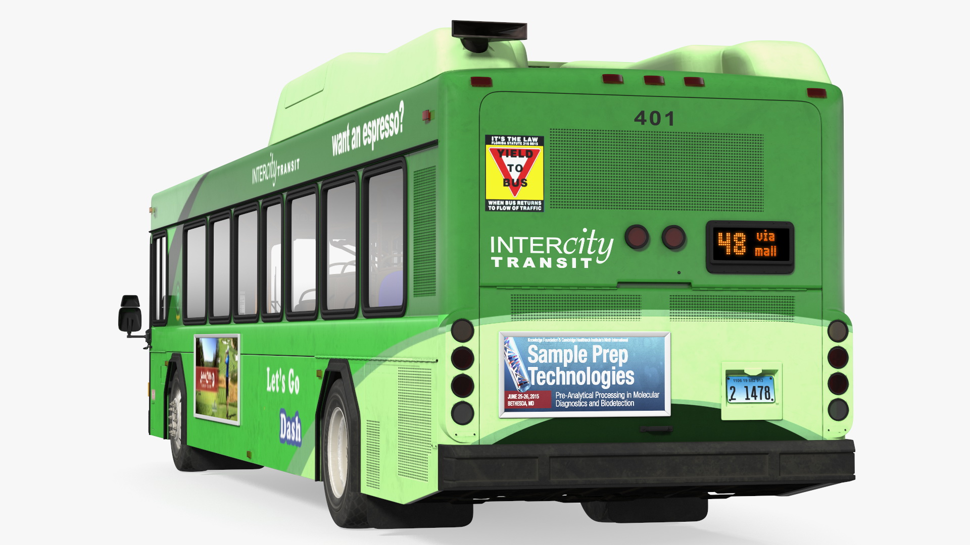 Gillig Low Floor Hybrid Bus Intercity Green Simple Interior 3D model