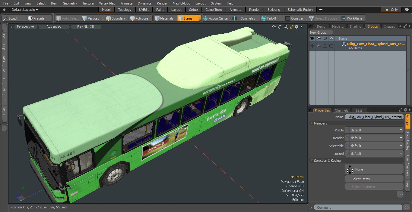 Gillig Low Floor Hybrid Bus Intercity Green Simple Interior 3D model