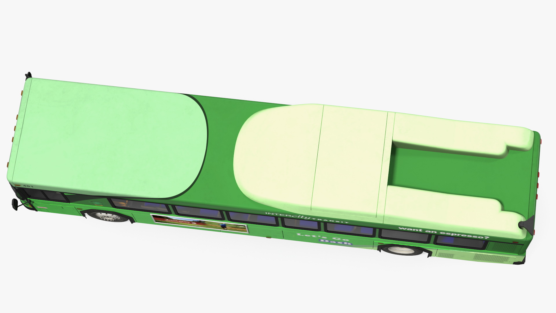 Gillig Low Floor Hybrid Bus Intercity Green Simple Interior 3D model