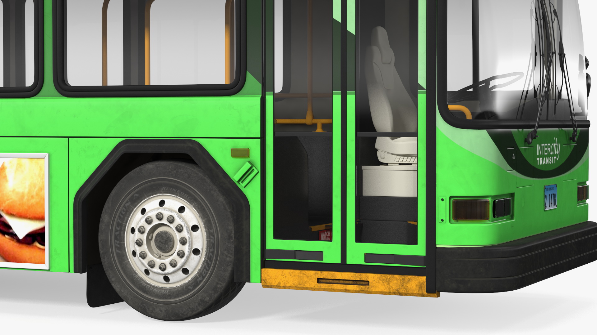 Gillig Low Floor Hybrid Bus Intercity Green Simple Interior 3D model