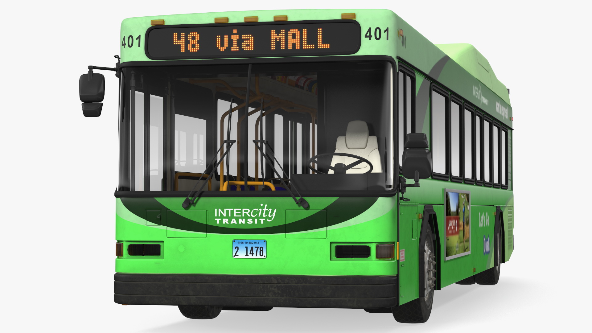 Gillig Low Floor Hybrid Bus Intercity Green Simple Interior 3D model