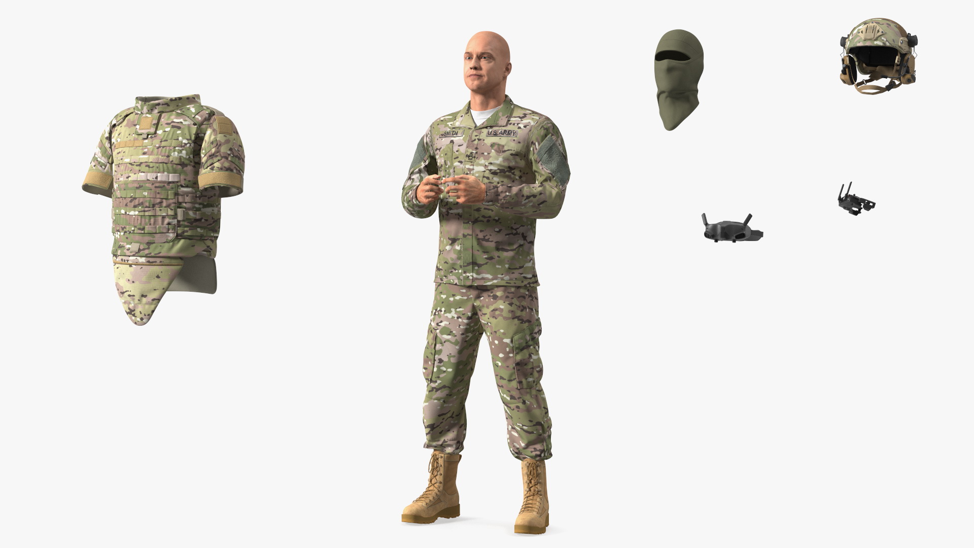 3D FPV Drone Operator with Remote Control in Hands Fur