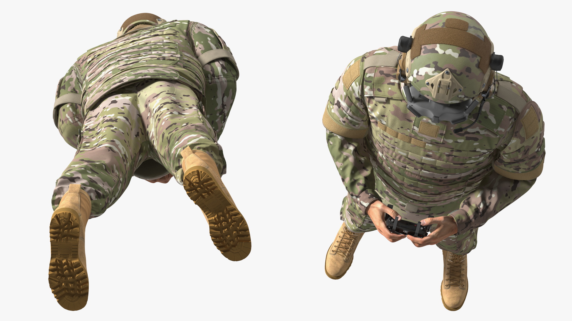 3D FPV Drone Operator with Remote Control in Hands Fur