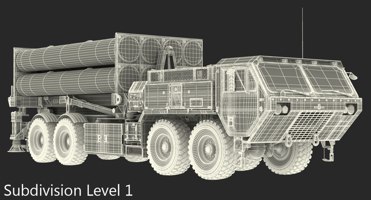 US Mobile Anti Ballistic Missile System THAAD Rigged 3D