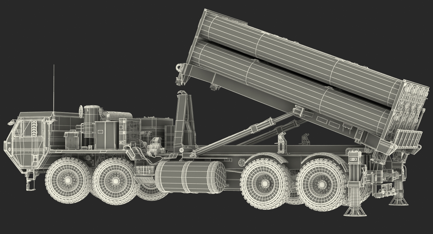 US Mobile Anti Ballistic Missile System THAAD Rigged 3D