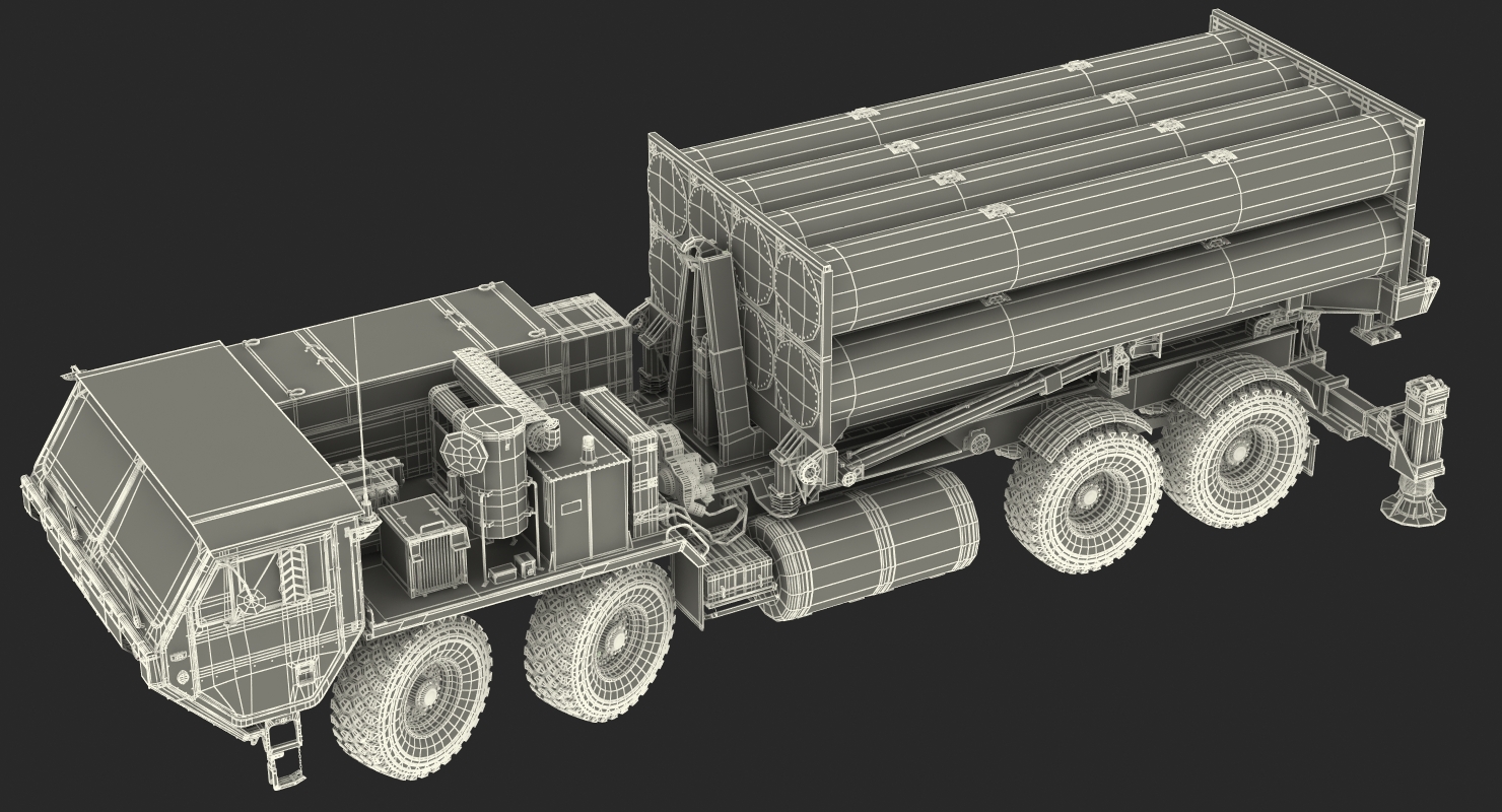 US Mobile Anti Ballistic Missile System THAAD Rigged 3D