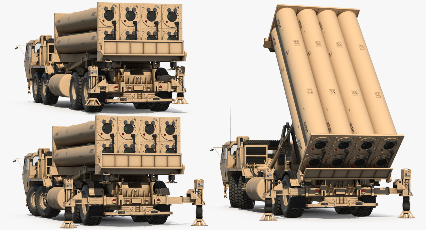 US Mobile Anti Ballistic Missile System THAAD Rigged 3D