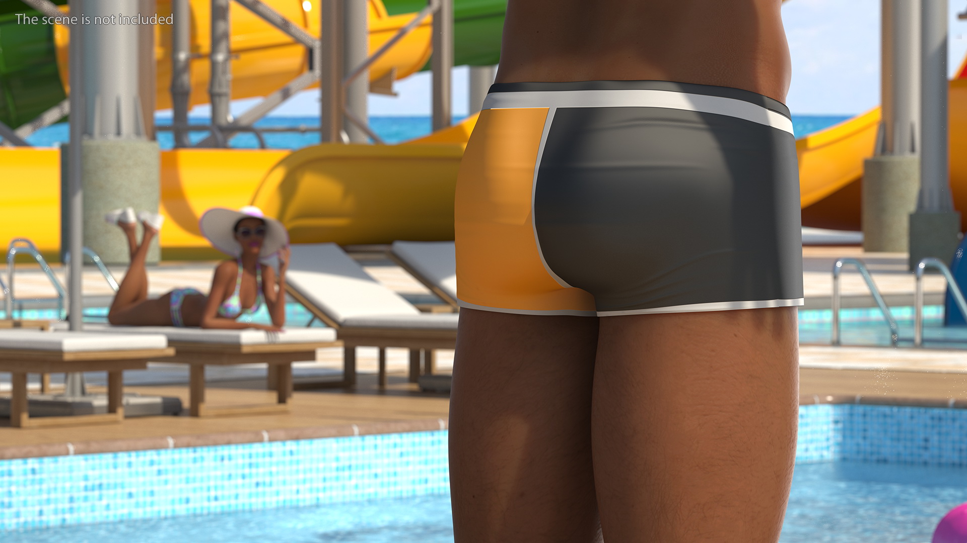 Light Skin Black Man in Swimwear T Pose 3D model