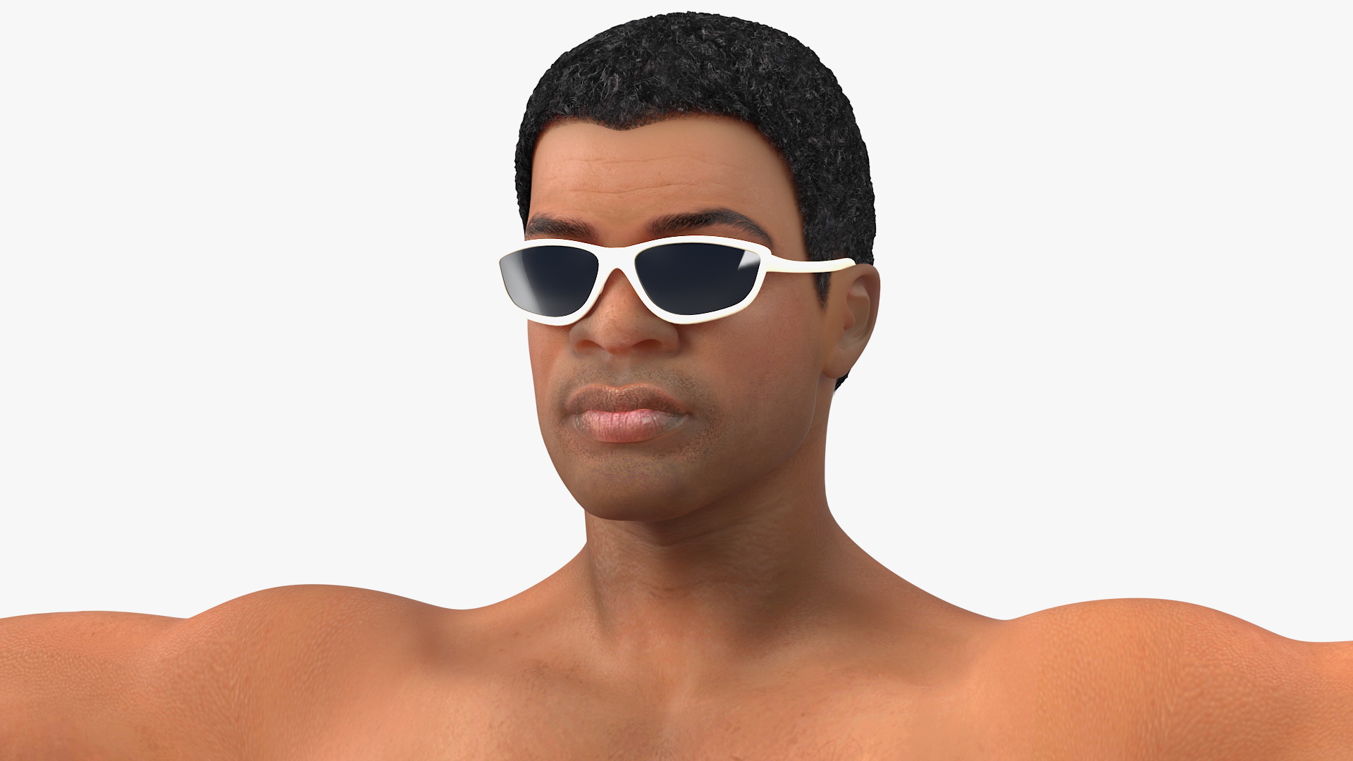 Light Skin Black Man in Swimwear T Pose 3D model