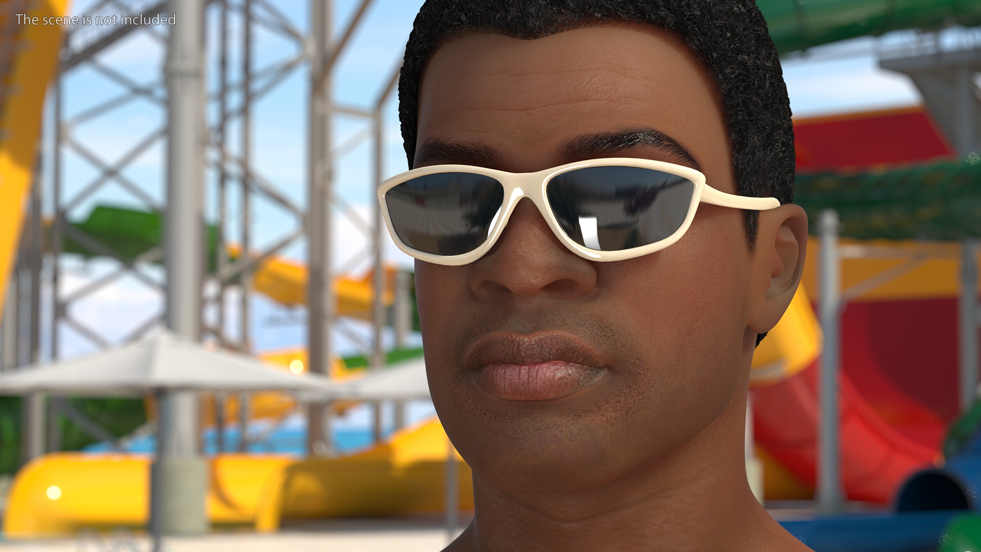 Light Skin Black Man in Swimwear T Pose 3D model