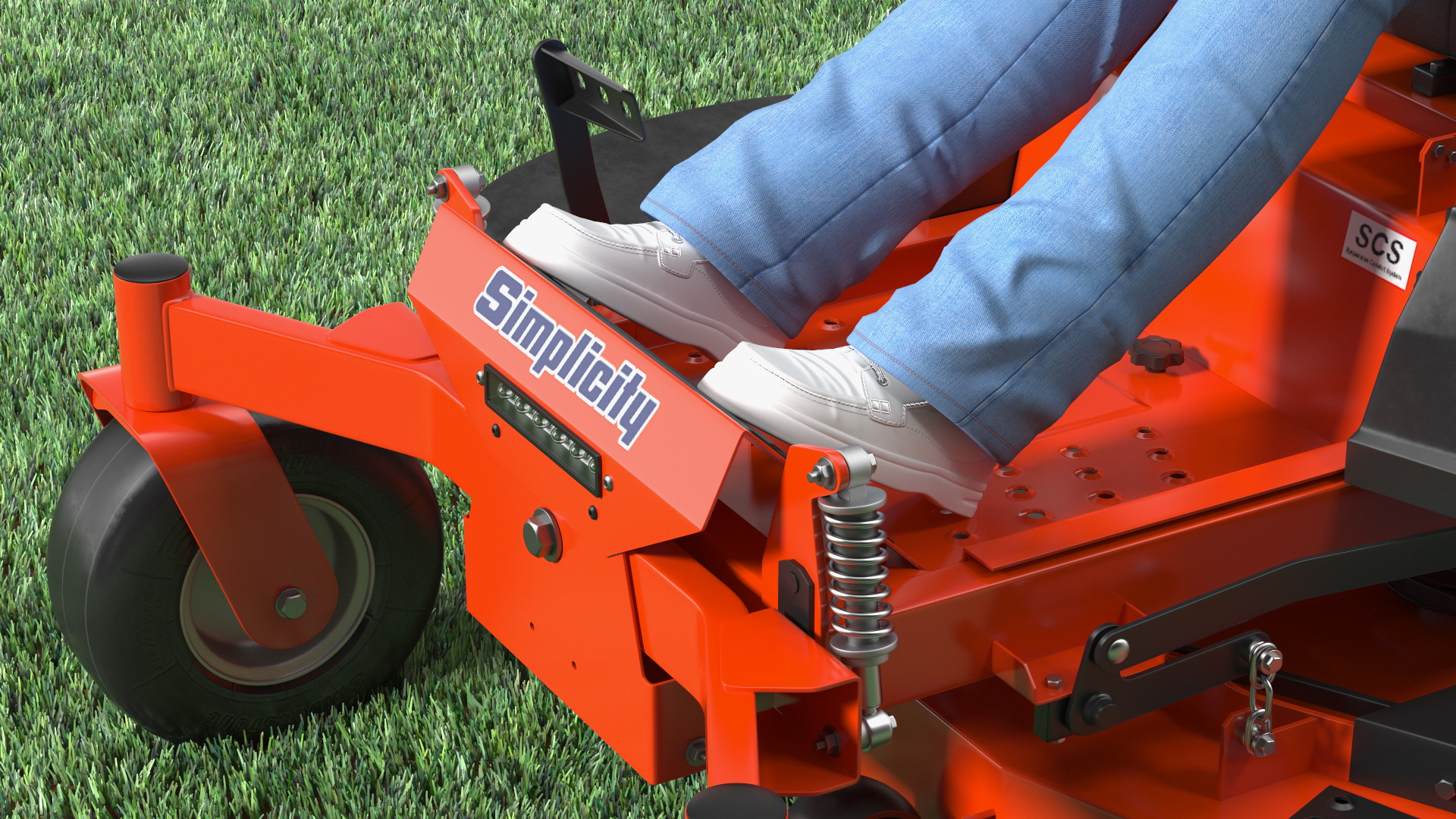 3D model Elderly Man on Simplicity Lawn Mower Fur