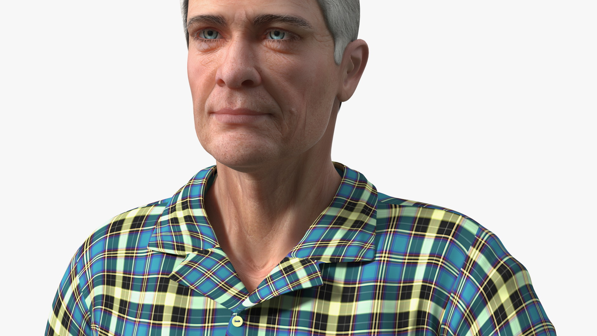 3D model Elderly Man on Simplicity Lawn Mower Fur