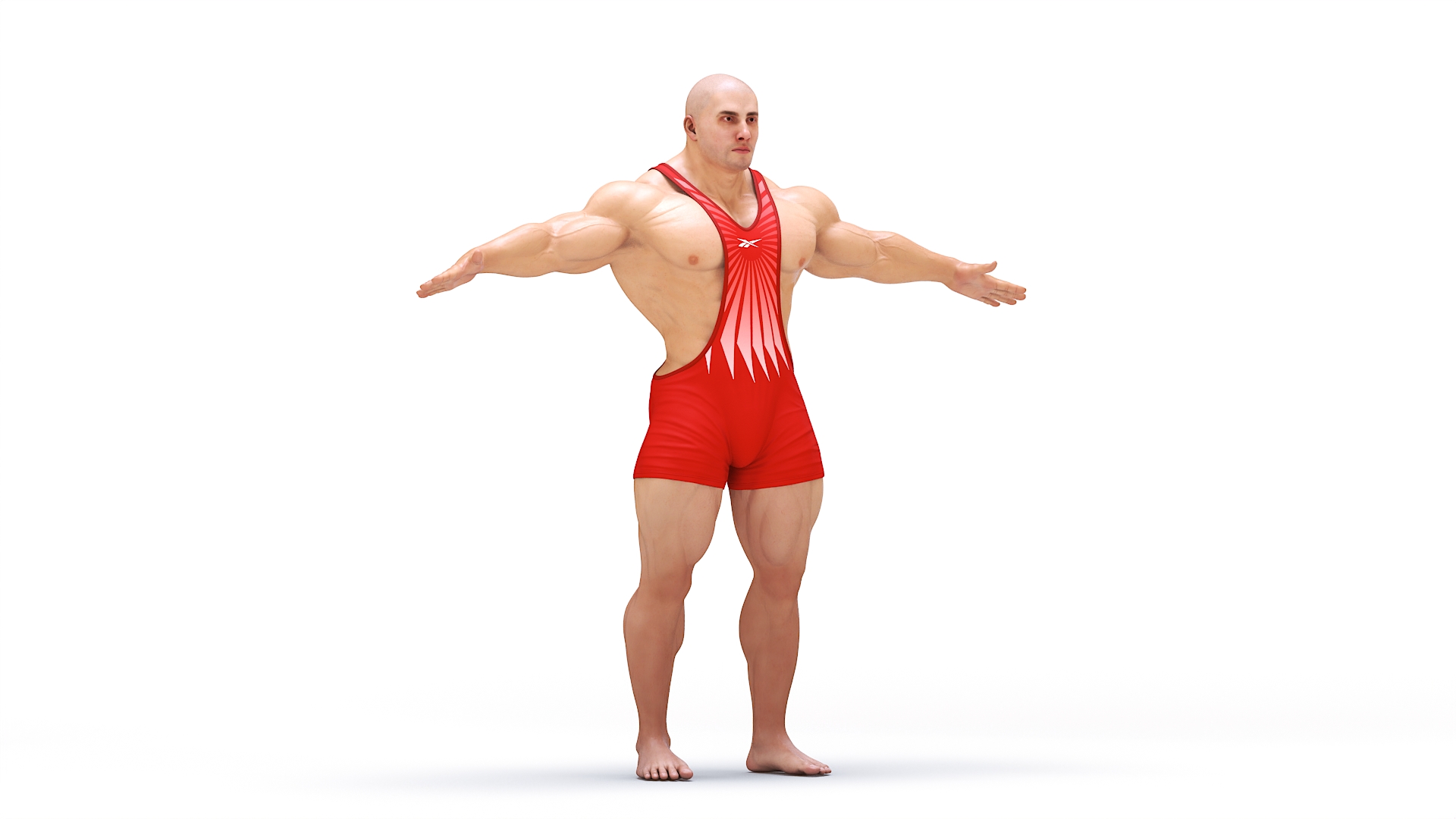 3D Fit Athletic Male T pose in Reebok Red Singlet