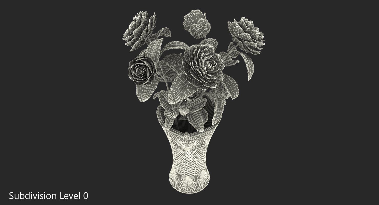 Flower Bouquet in Vase 3D