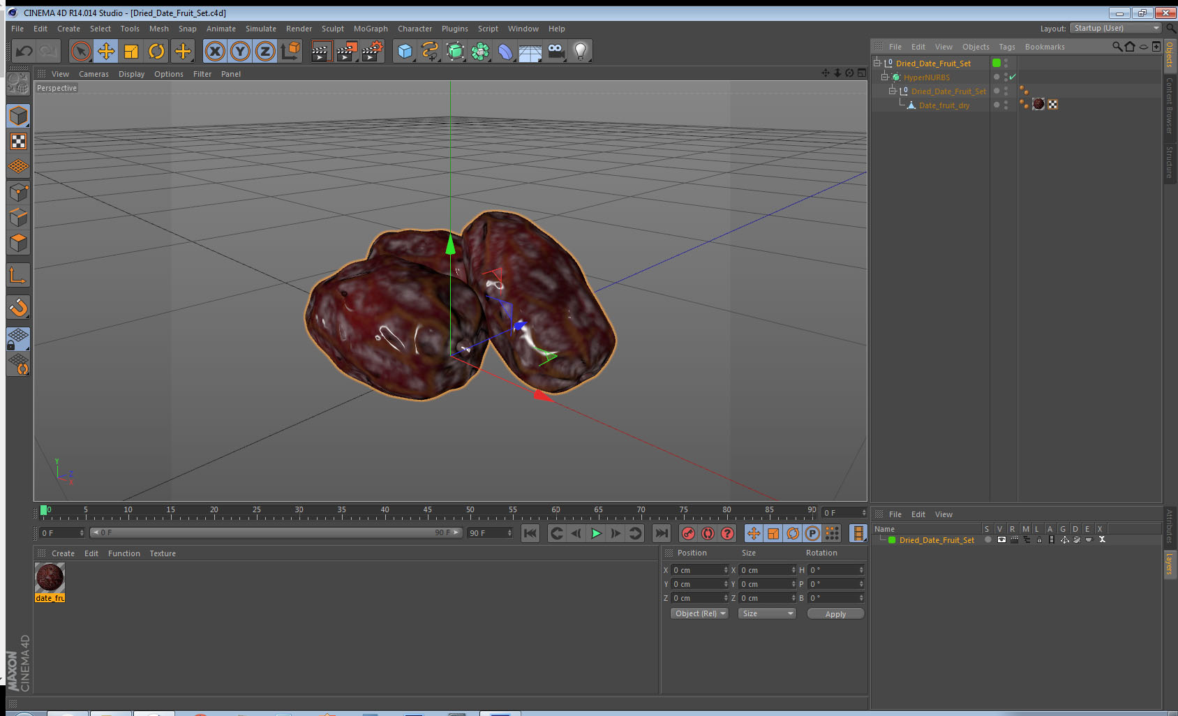 3D model Dried Date Fruit Set